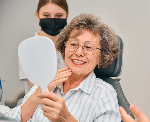 Patient smiling during dental visit